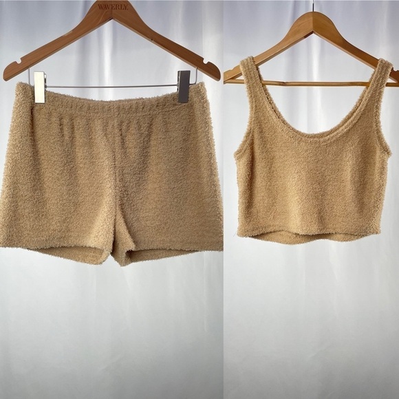 If It Were‎ Me Soft Fleece Tank and Shorts Lounge Set in Light Brown Size Large - Picture 1 of 8